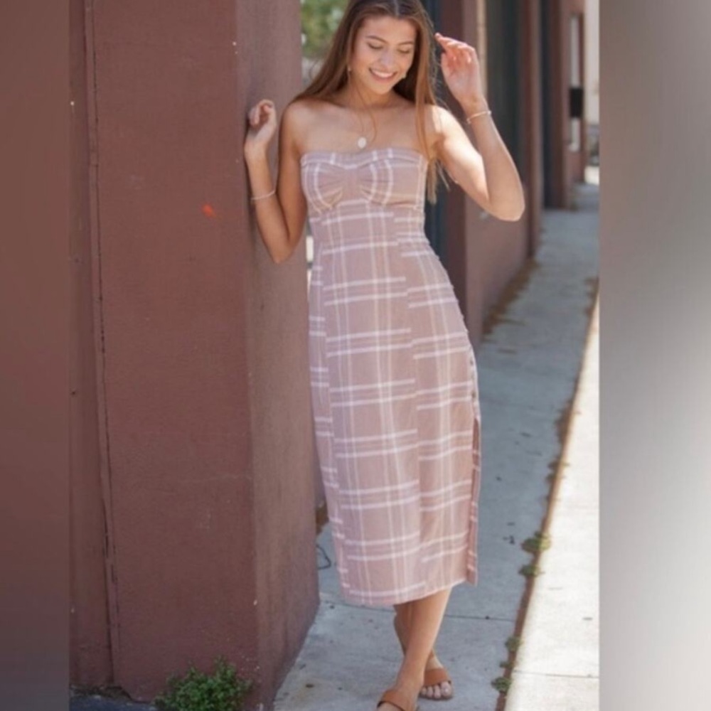 Free People life like this plaid‎ dress in brown ( S )